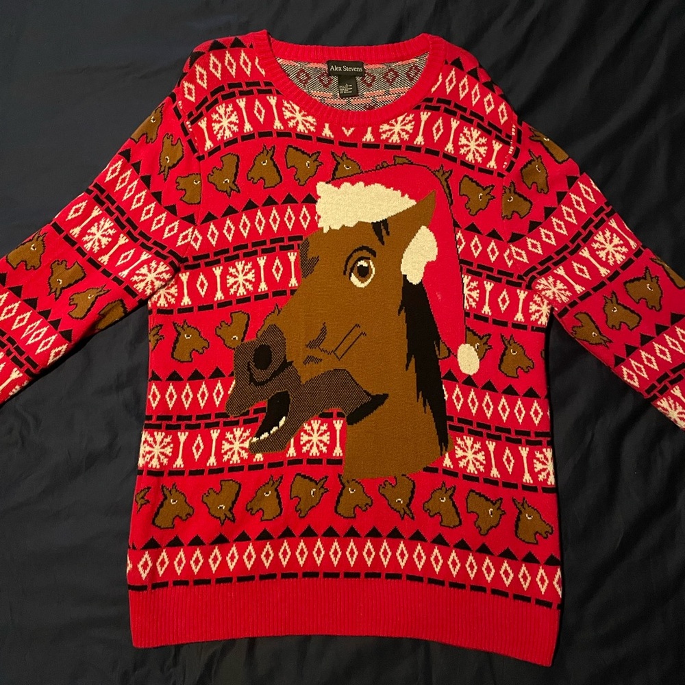 Alex Stevens - Horse Head Ugly Christmas Sweater - L